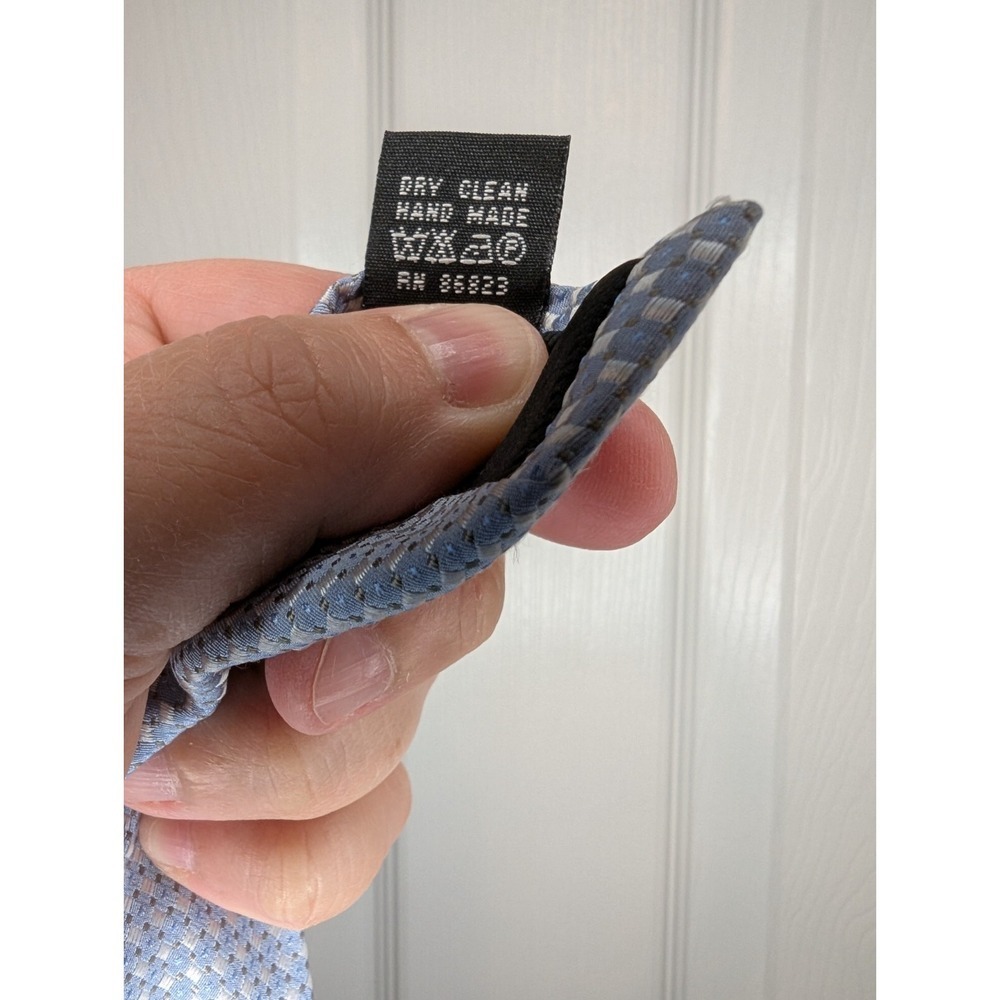 Peacock Handmade Silk Tie Blue White Check Standard Length and Width EUC - Picture 7 of 7